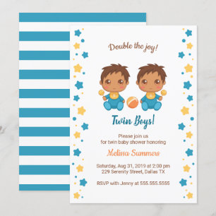 Invitación Twin Boys Baby Shower 2