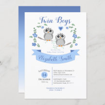Twin Boys Cute owls babyshower