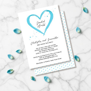 Invitación Twin Boys Elegant Modern Blue Heart Baby Shower