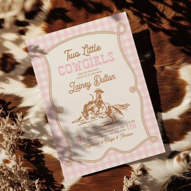 Invitación Twin Cowgirl Baby Shower Invitation (Subido por el creador)