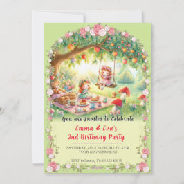 Invitación Twin girls birthday celebration