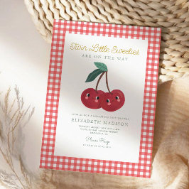 Invitación Twin Little Sweeties Cherry Berry Baby Shower