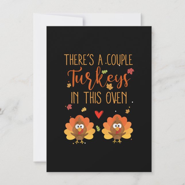 Invitación Twin Pregnancy Announcement Baby Reveal Thanksgivi (Anverso)