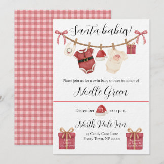 Invitación Twin Santa Babies Baby Shower Invitation