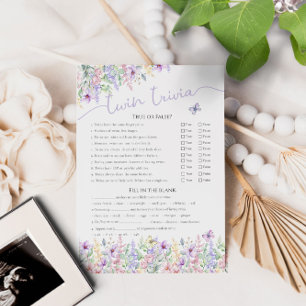 Invitación Twin Trivia Juego de Jardín de Mariposa de Flor Si