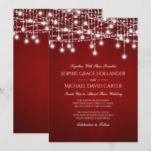 Invitación Twinkle blanco ilumina el rojo