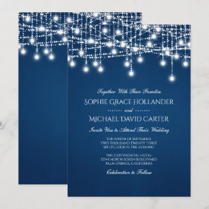Invitación Twinkle blanco iluminado con luces azules