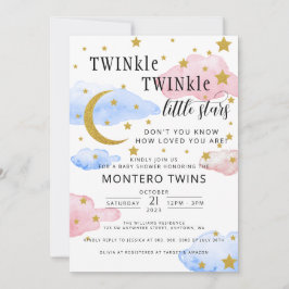 Invitación TWINkle Fiesta de revelación de género de estrella