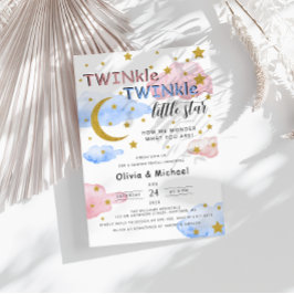 Invitación TWINkle Fiesta de revelación de género de estrella