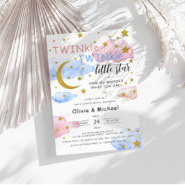Invitación TWINkle Fiesta de revelación de género de estrella