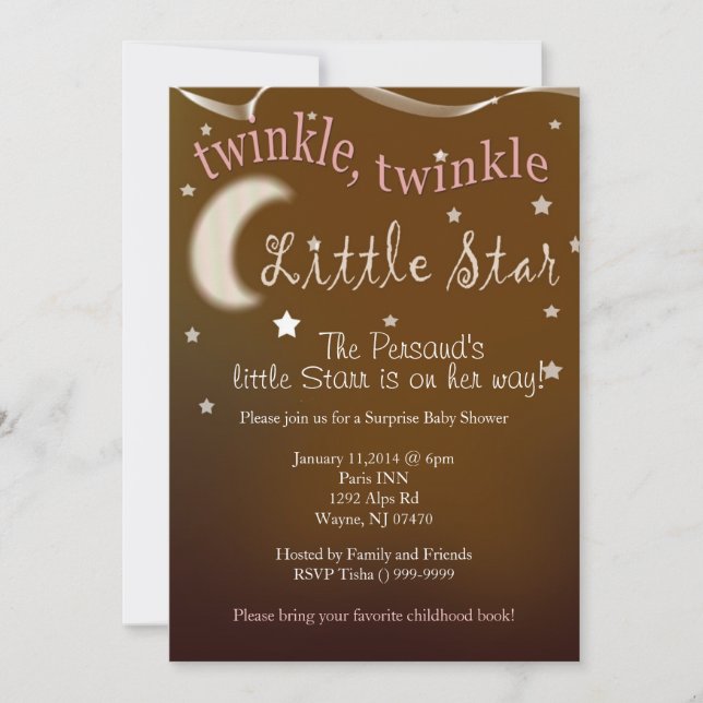 Invitación Twinkle, gilipollas, pequeña estrella (Anverso)