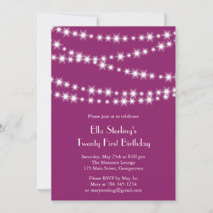 Invitación Twinkle Lights 21st Birthday Invitation (magenta)