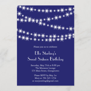 Invitación Twinkle Lights Birthday Invitation (índigo)