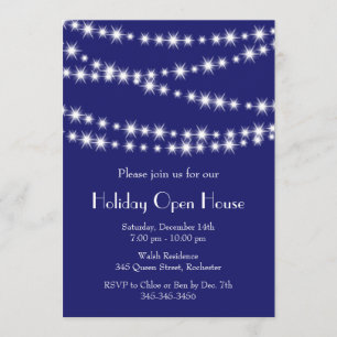 Invitación Twinkle Lights Holiday Open House (añil)