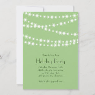 Invitación Twinkle Lights Light Green Holiday Party