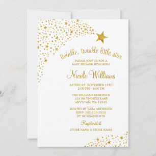 Invitación Twinkle Little Shooting Star Faux Gold Baby Shower