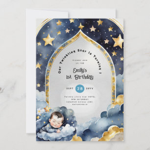 Invitación Twinkle Little Star 1º CUMPLEAÑOS, CHICO BABY SHOW