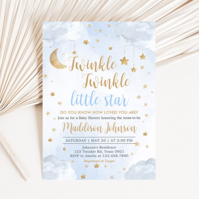 Invitación Twinkle Little Star Baby Shower (Little Star Baby Shower Invitation)