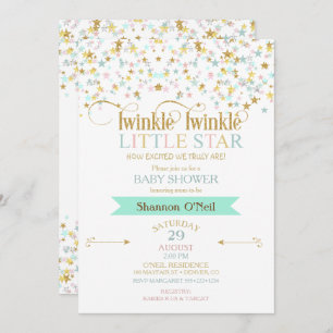 Invitación Twinkle Little Star Baby Shower a cualquier color
