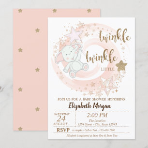 Invitación Twinkle Little Star, Baby Shower de Baby Bear