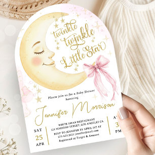Invitación Twinkle Little Star Baby Shower Niña Arco de Lazo 