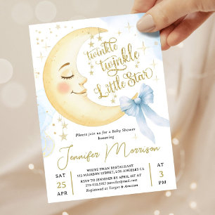 Invitación Twinkle Little Star Baby Shower Niño Arco Azul Lun