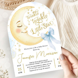 Invitación Twinkle Little Star Baby Shower Niño Arco de Lazo 