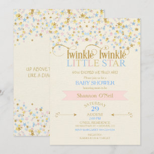 Invitación Twinkle Little Star Baby Shower Rosa & Azul
