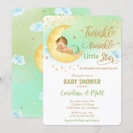 Invitación Twinkle Little Star Blonde Baby Shower Neutral