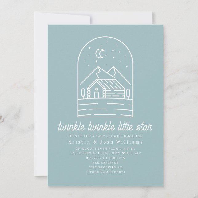 Invitación Twinkle Little Star Blue Boy Baby Shower (Anverso)