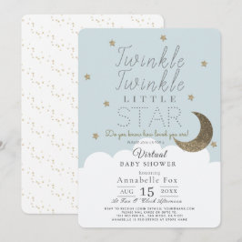 Invitación Twinkle Little Star Blue Boy Virtual Baby Shower