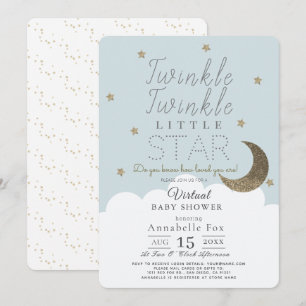 Invitación Twinkle Little Star Blue Boy Virtual Baby Shower