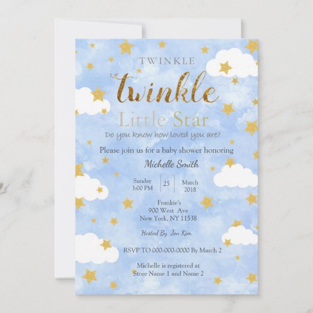 Invitación Twinkle Little Star Boy (Anverso)