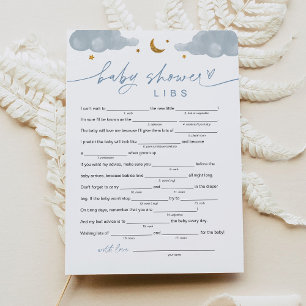 Invitación Twinkle Little Star Boy Baby Shower Libs Game Card