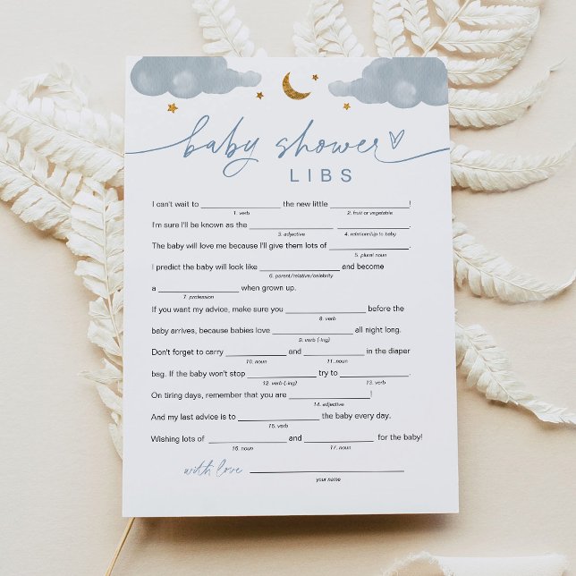 Invitación Twinkle Little Star Boy Baby Shower Libs Game Card (Subido por el creador)