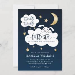 Invitación Twinkle Little Star Bunny Boy Baby Shower
