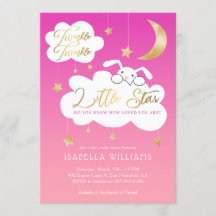 Twinkle Little Star Bunny Pink Baby Shower