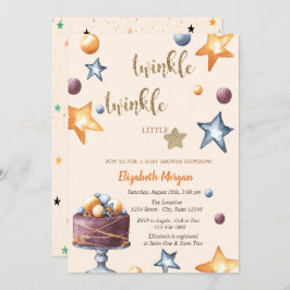 Invitación Twinkle Little Star Cake Stars Baby Shower