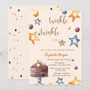 Invitación Twinkle Little Star Cake Stars Baby Shower