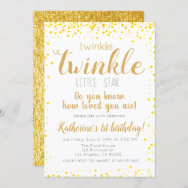 Invitación Twinkle Little Star Chicas Purpurina de oro cumple