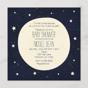 Invitación Twinkle Little Star Cielo estrellado y luna Baby S
