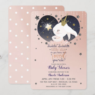 Invitación Twinkle Little Star Conejito Melocotón Baby Shower