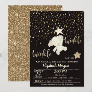 Invitación Twinkle Little Star Dorado Purpurina, Baño de Bebé
