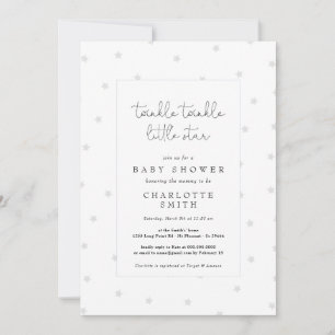 Invitación Twinkle Little Star Elegant Baby Shower Gray