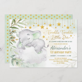Invitación Twinkle Little Star Elephant Wild One 1er cumpleañ