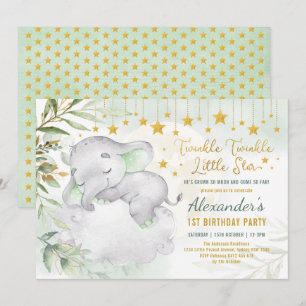 Invitación Twinkle Little Star Elephant Wild One 1er cumpleañ