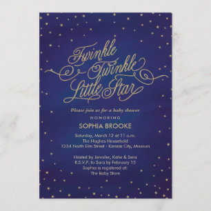 Invitación Twinkle Little Star Enchada Baby Shower