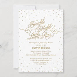 Invitación Twinkle Little Star Fancy Gold y White Baby Shower