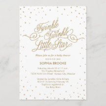 Twinkle Little Star Fancy Gold y White Baby Shower