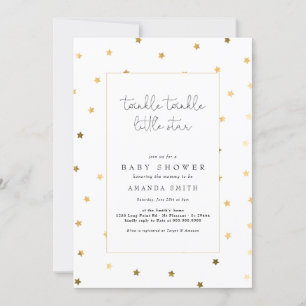 Invitación Twinkle Little Star Faux Gold Elegant Baby Shower